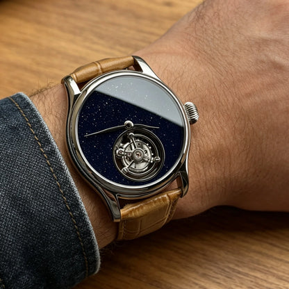 Vexaroa Coaxial Tourbillon Men's Sapphire Watch, Natural Stone Dial