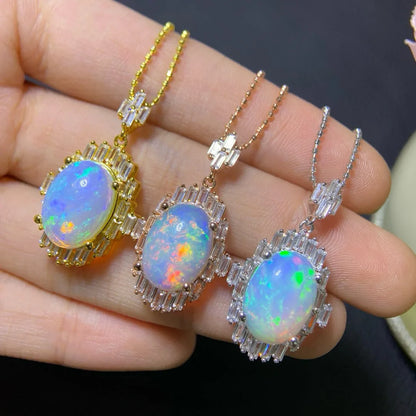 Vexaroa Natural Opal Pendant Necklace – 10x14mm Fire Opal