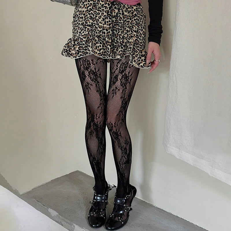 Vexaroa Lace Floral Fishnet Thigh High Stockings | Pantyhose
