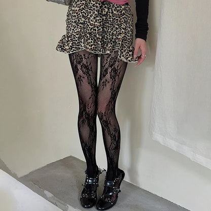 Tights Women Sexy Lace Floral Thigh High Stockings Pantyhose Lingerie Hosiery Mesh Fishnet Stockings Women Tights