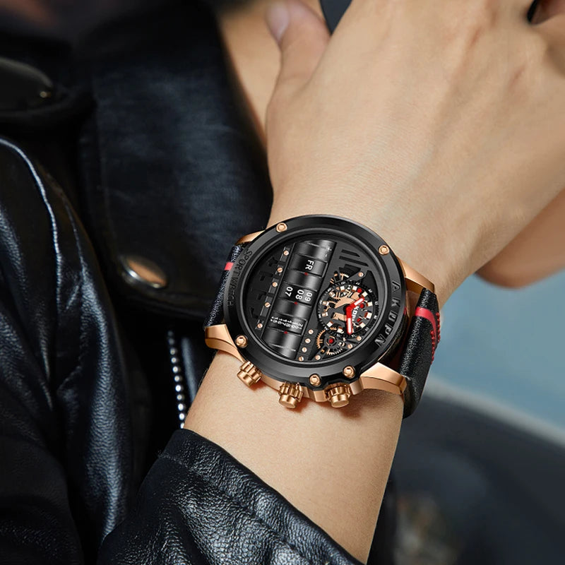 Vexaroa Men's Quartz Watch with Leather Strap