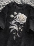 Vexaroa Womens Black Rose Gothic Graphic T-Shirt product photo, view 11