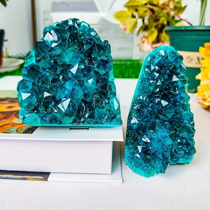 Vexaroa blue crystal cluster display specimen - view 3