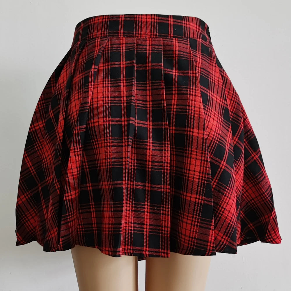 Vexaroa Plaid Pleated Mini Skirt – High Waist Casual
