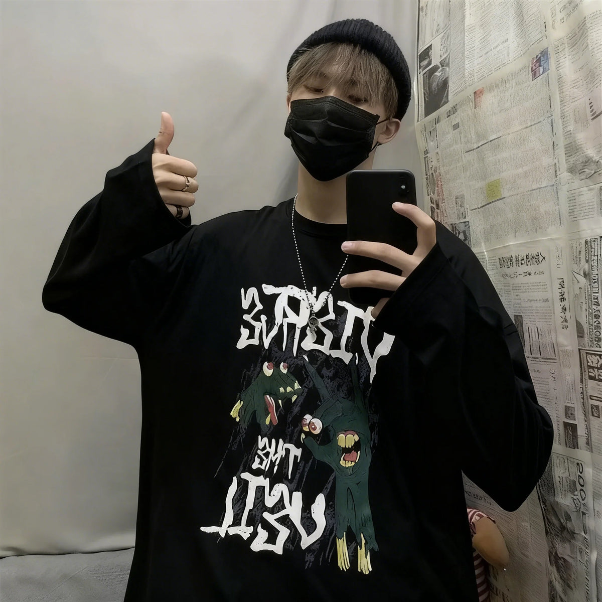Vexaroa Oversized Anime Streetwear Long-Sleeve Tee