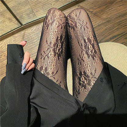 White Stocking Hot Tights Classic Hollowed Out Lace Mesh Stockings Bottomed Pantyhose