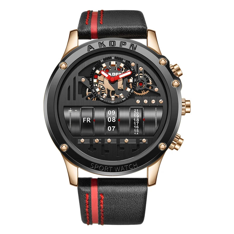 Vexaroa Men's Quartz Watch with Leather Strap
