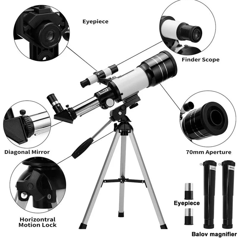 Professional Astronomical Telescope F30070 Monocular 150 Times Zoom HD Night Vision  View Moon Star  AZM70300 Stargazing