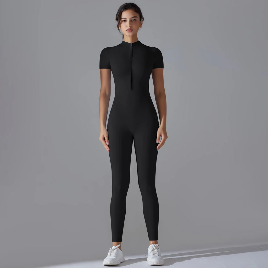 Vexaroa Women's Zipper Yoga Jumpsuit | Quick-Dry Fitness Suit
