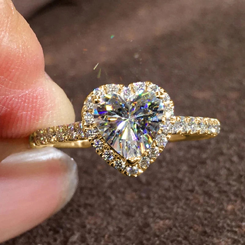 Vexaroa Heart CZ Engagement Ring with Red or White Stone