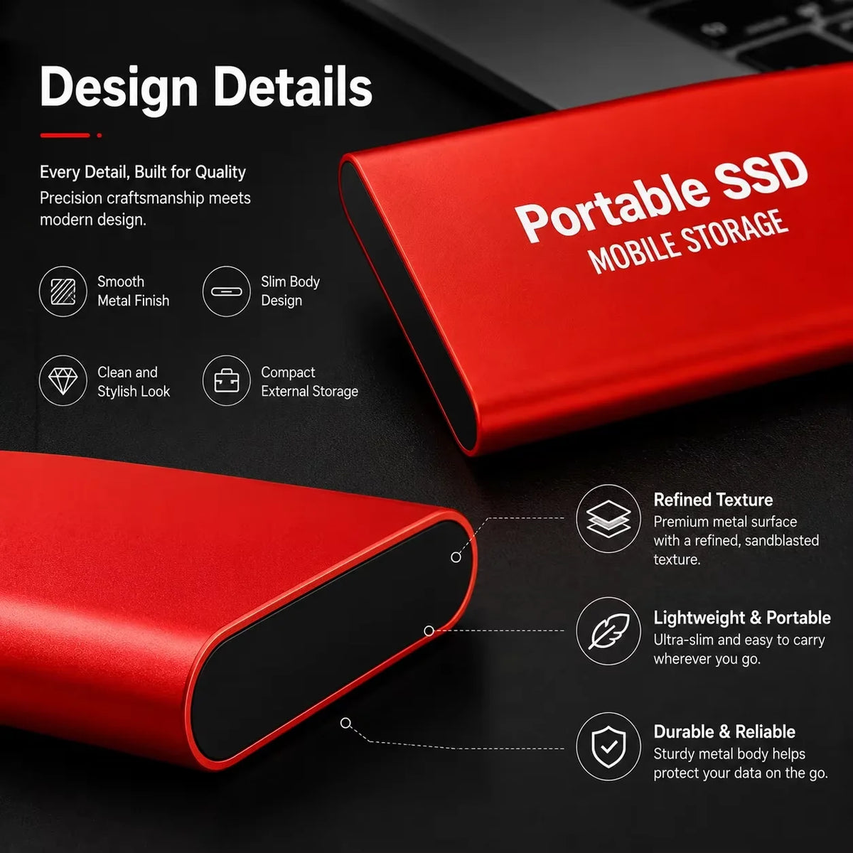Vexaroa 1TB Portable SSD USB 3.0 Type-C – Plug & Play Drive