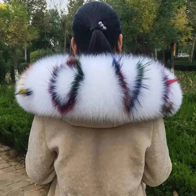 Super Large 100% Real Fox Fur Collar Hood Decor Fur Collar For Down Coat Women Winter Warm Fur Scarf Shawl Luxury