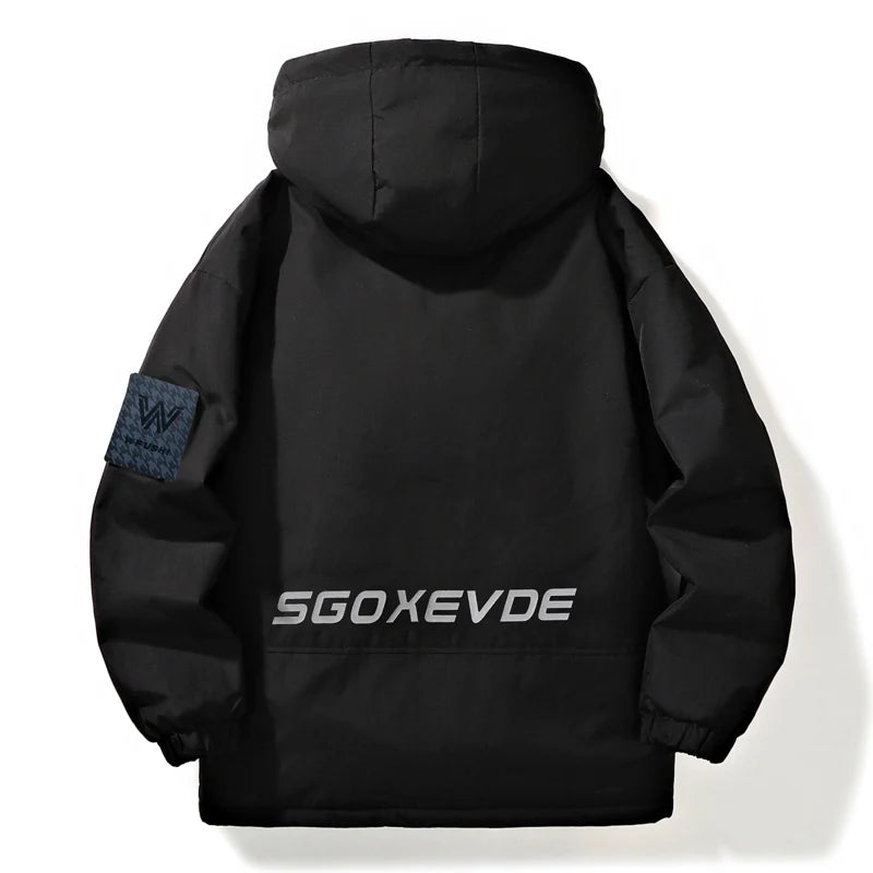 Vexaroa Men's Thickened Hooded Baseball Jacket Winter Coat