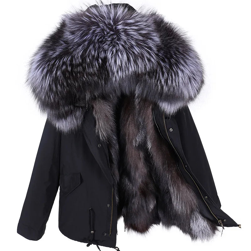 Winter Jackets For Women's Jacket Natural Real Fur Coat Fox Fur Collar Inner Fur Parkas Female Cold Coat