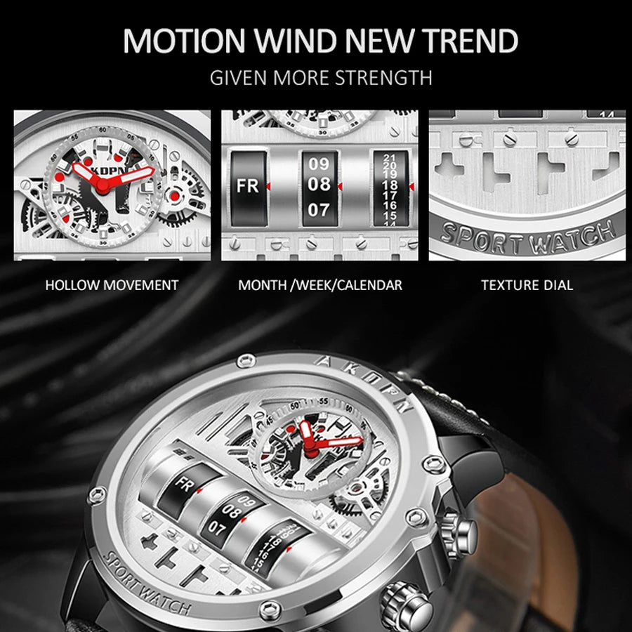 Vexaroa Men's Quartz Watch with Leather Strap