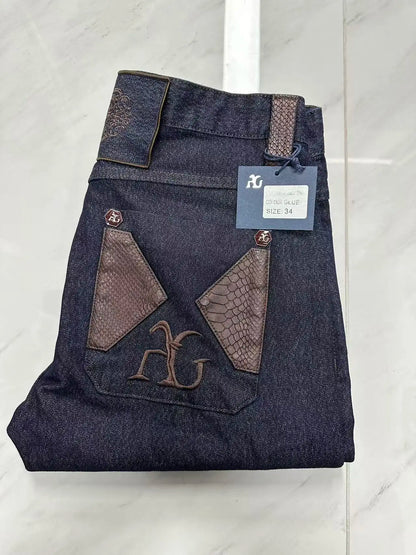 Vexaroa Men's Embroidered Stretch Jeans