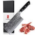 TURWHO 7" Bone Chopper Knife 67 Layers Japanese SKD11 Damascus Steel Sharp Kitchen Cleaver Boning Cutting Meat Knife G10 Handle