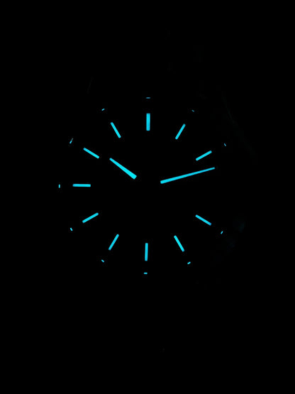 Digital clock display with blue glowing lines on a black background