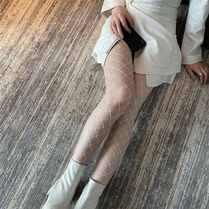 Leggings Hollowed Out Mesh Retro Girls Stockings Japanese Bottomed Lace Pantyhose Floral Rattan Black Tights