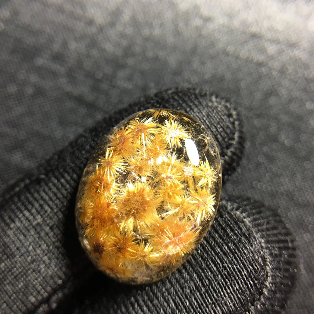 Gold Rutilated Quartz Flower Pendant 19.5mm | Vexaroa