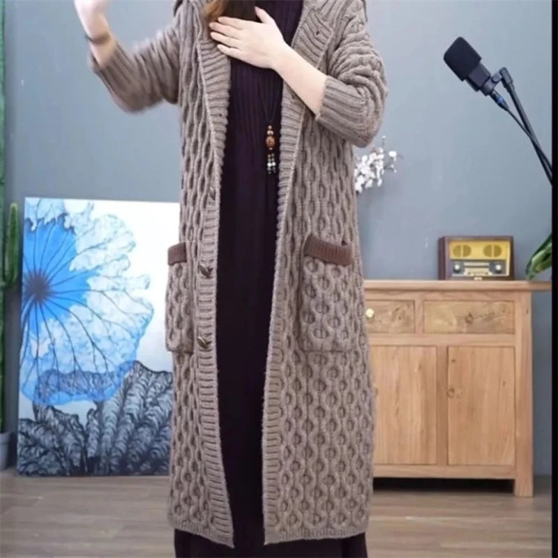 Autumn Winter 2025 Stand Collar Loose Women Knitted Cardigan Sweater Jacket Long sleeve Single Breasted Fashion Ladies Top