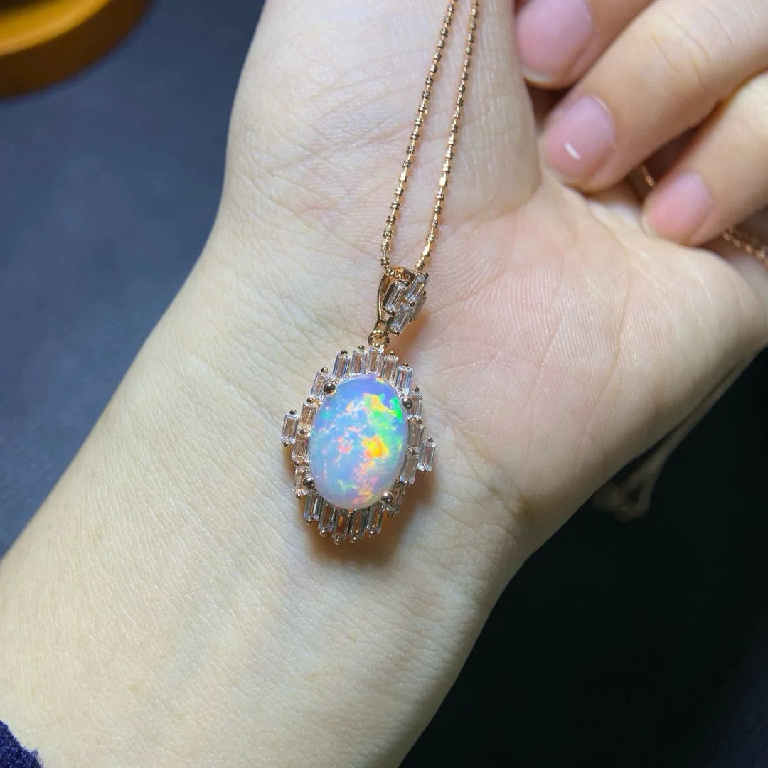 Vexaroa Natural Opal Pendant Necklace – 10x14mm Fire Opal