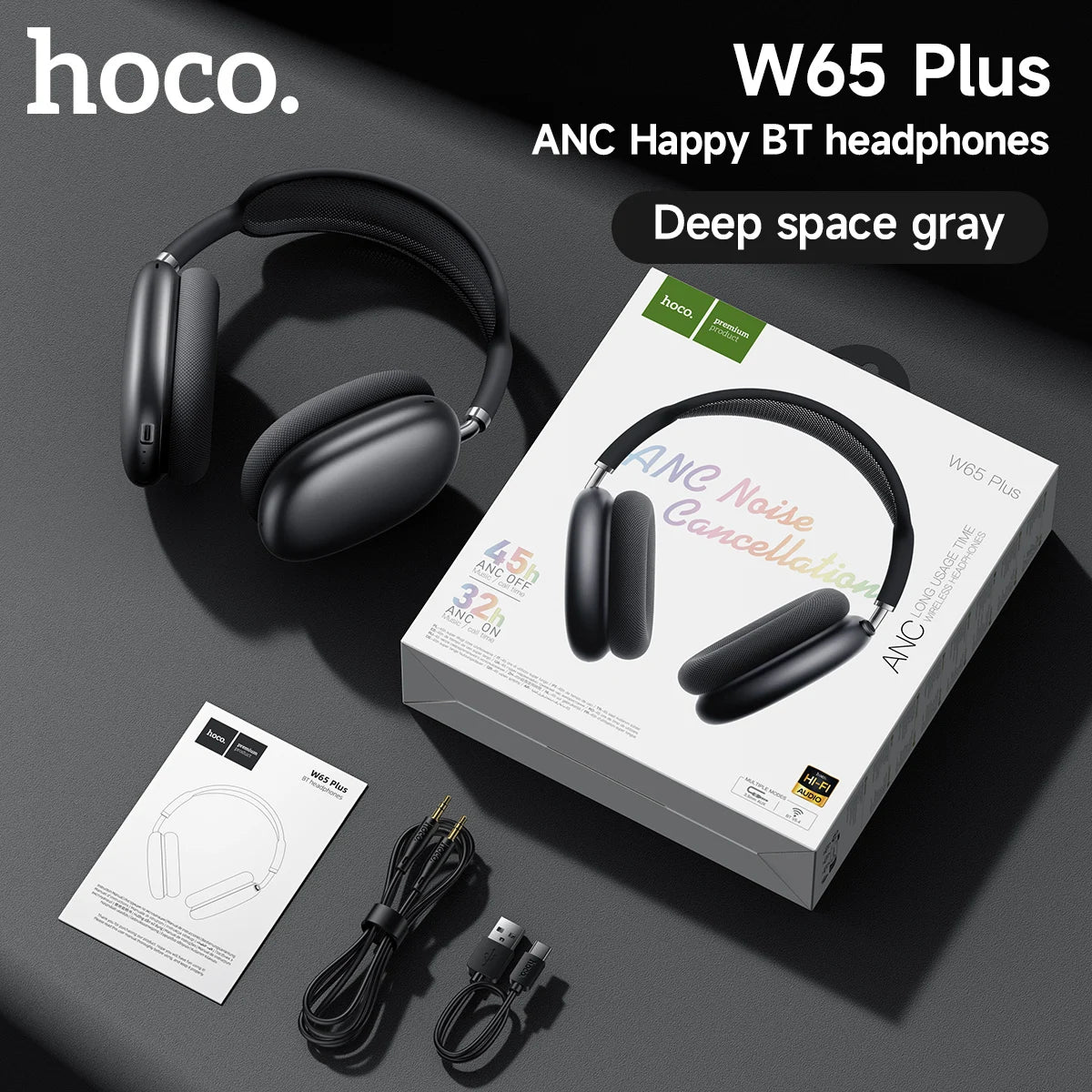 Vexaroa HOCO W65 Plus ANC over-ear Bluetooth headphones