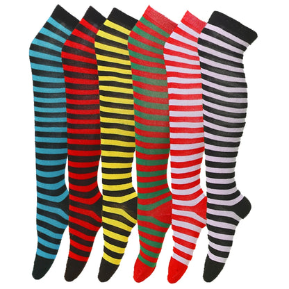 Stocking Over Knee Socks Fashion Women Keep Warm Slim Long Socks Black White Striped Hosiery