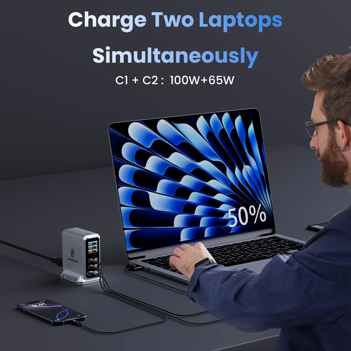 Vexaroa 240W 6-Port GaN USB-C Charger Station