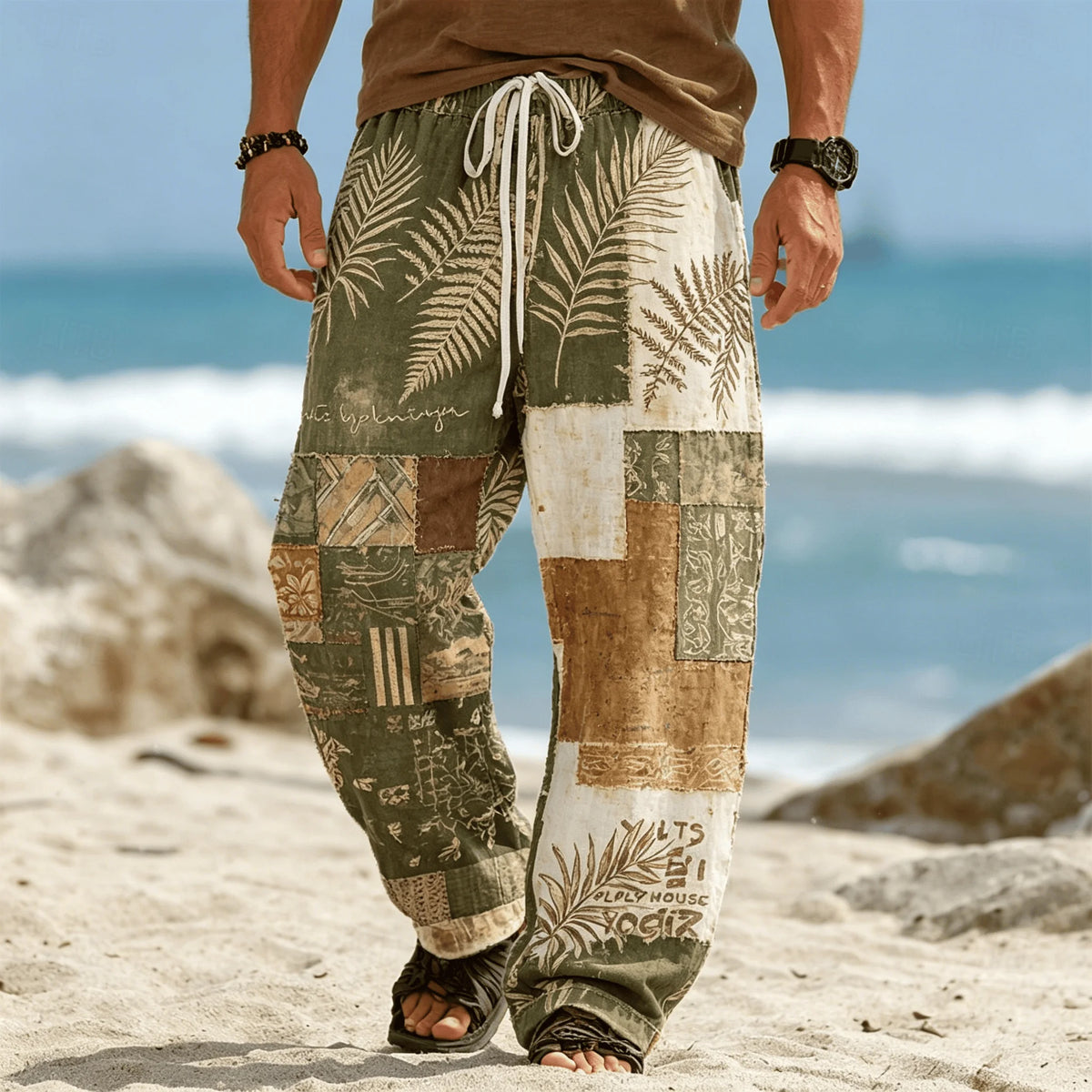 Vexaroa Men's Tribal Patchwork Drawstring Pants — product image 27