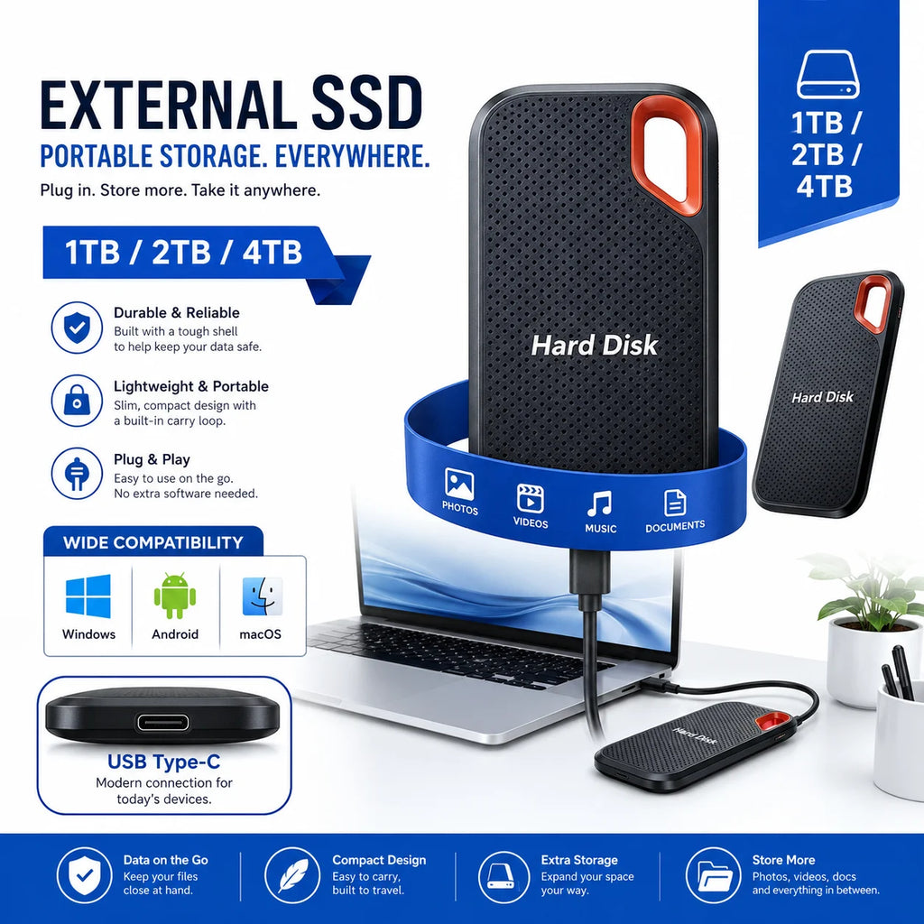 Vexaroa 1TB–2TB USB-C Portable SSD – File Backup Drive — product image