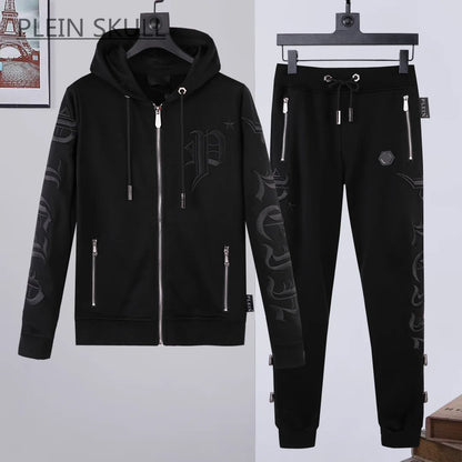 Plein Skull Hooded Suit Men's Luxury Two-Piece Set M-3XL