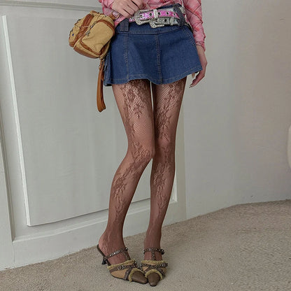 Tights Women Sexy Lace Floral Thigh High Stockings Pantyhose Lingerie Hosiery Mesh Fishnet Stockings Women Tights