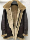 Men's Sheepskin Shearling Pilot Coat Raccoon Hood | Vexaroa