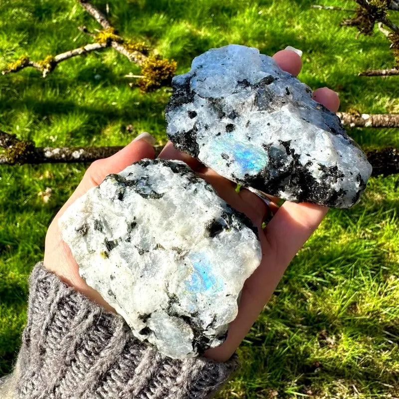Large Raw Rainbow Moonstone, Featuring Natural Rough Iridescence, Perfect for Home Decoration, Yoga Gifts