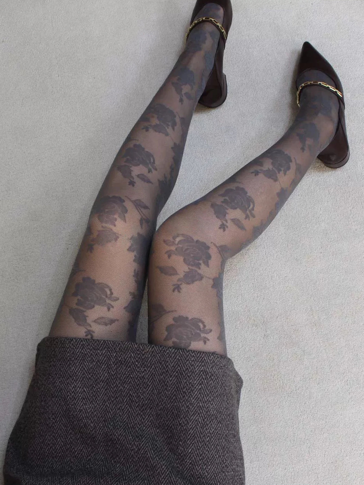 Vexaroa Rose Pattern Pantyhose | Anti-Tear Stretchy Breathable