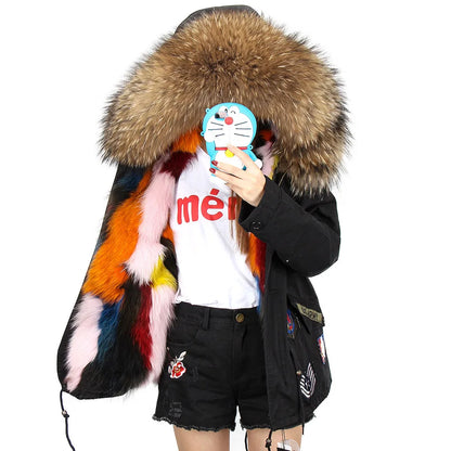 Winter Jackets For Women's Jacket Natural Real Fur Coat Fox Fur Collar Inner Fur Parkas Female Cold Coat