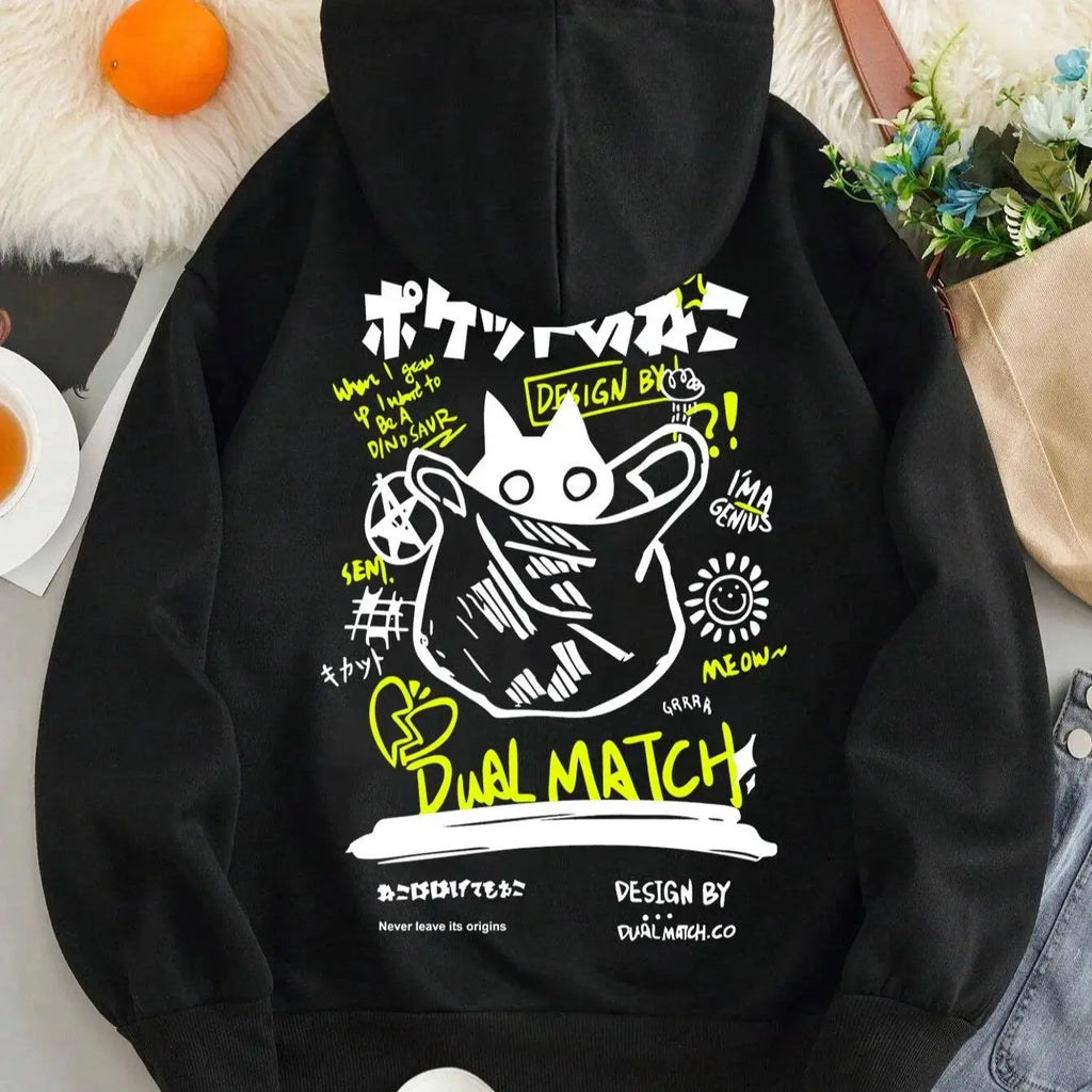 Vexaroa Black Cat Graphic Hoodie
