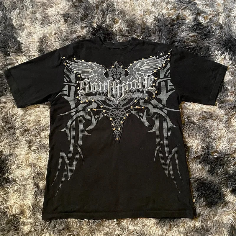 Vexaroa Oversized Y2K Gothic Graphic T-Shirt product photo, view 36