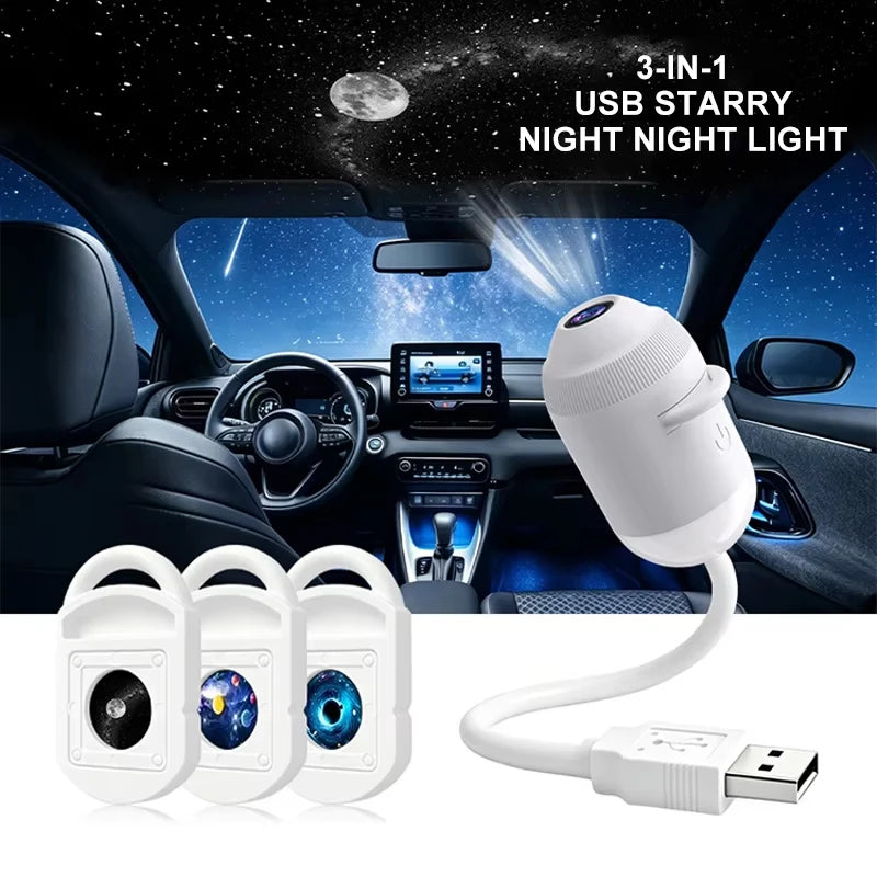 Vexaroa USB Galaxy Projector Night Light 360° – Car Home