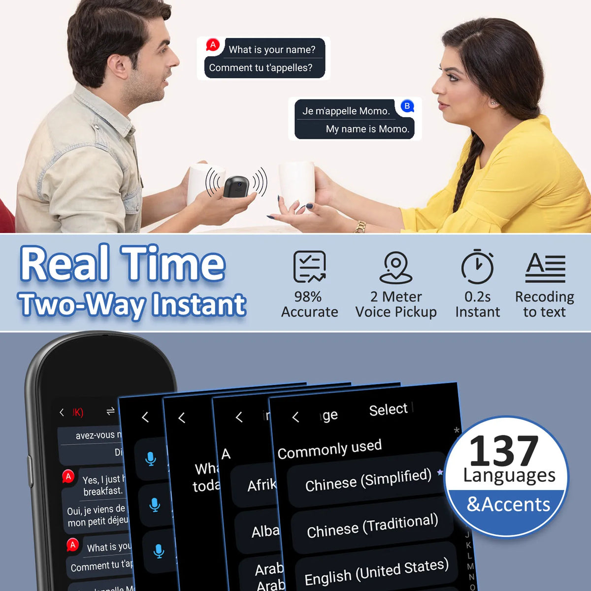 Vexaroa Z2 AI Voice Translator with Touchscreen