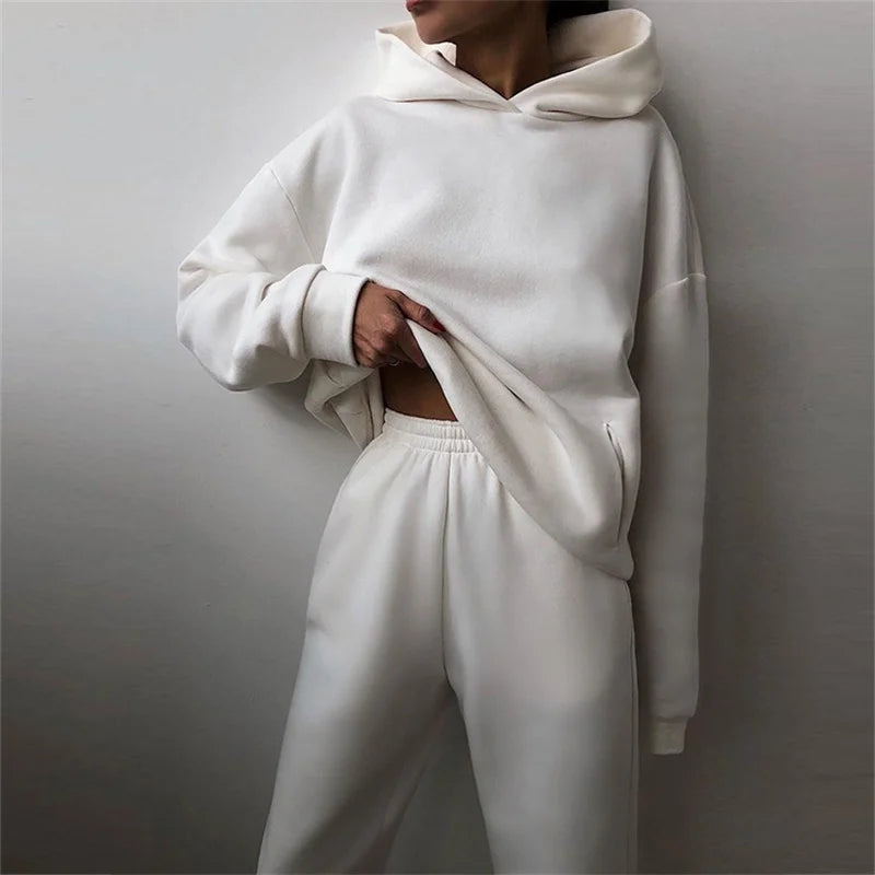 Vexaroa Women's Oversized Warm Hoodie & Long Pants Tracksuit Set
