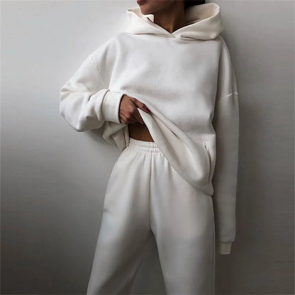Vexaroa Women's Oversized Warm Hoodie & Long Pants Tracksuit Set
