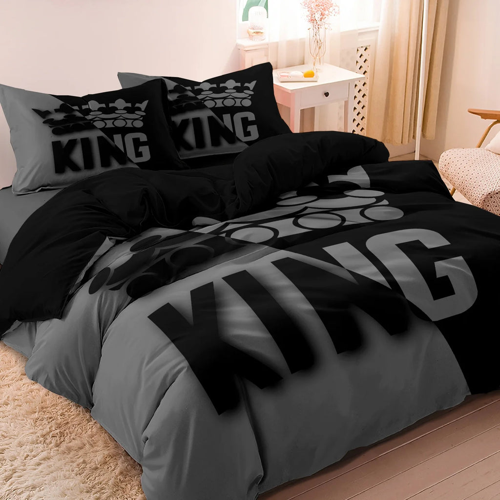 Vexaroa 3-piece king and queen patterned duvet cover bedding set