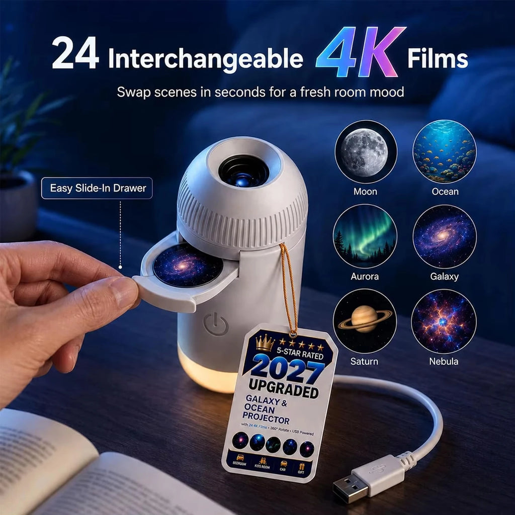 Vexaroa USB Galaxy Projector Night Light 360° – Car Home — product image