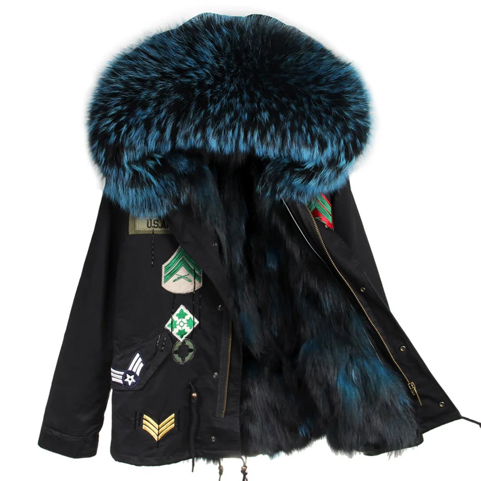 Winter Jackets For Women's Jacket Natural Real Fur Coat Fox Fur Collar Inner Fur Parkas Female Cold Coat