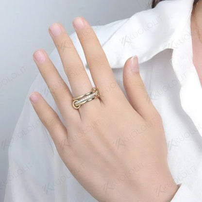 Vexaroa D VVS1 Moissanite 3-Band Ring Set | 10K 14K 18K Gold