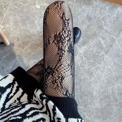 White Stocking Hot Tights Classic Hollowed Out Lace Mesh Stockings Bottomed Pantyhose
