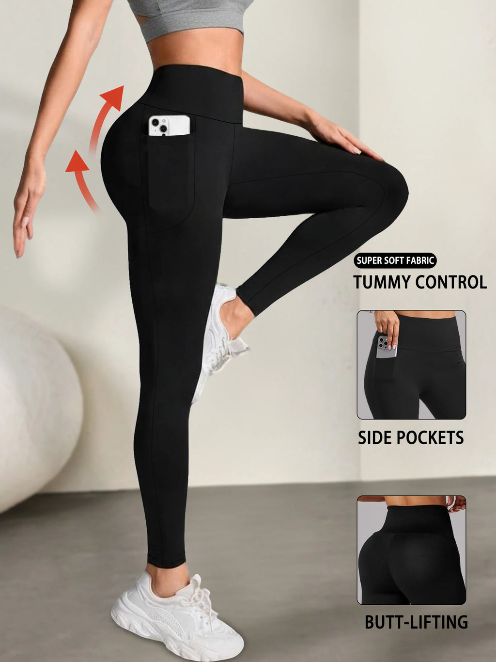 Vexaroa Women's High Waist Tummy Control Yoga Leggings Pocket