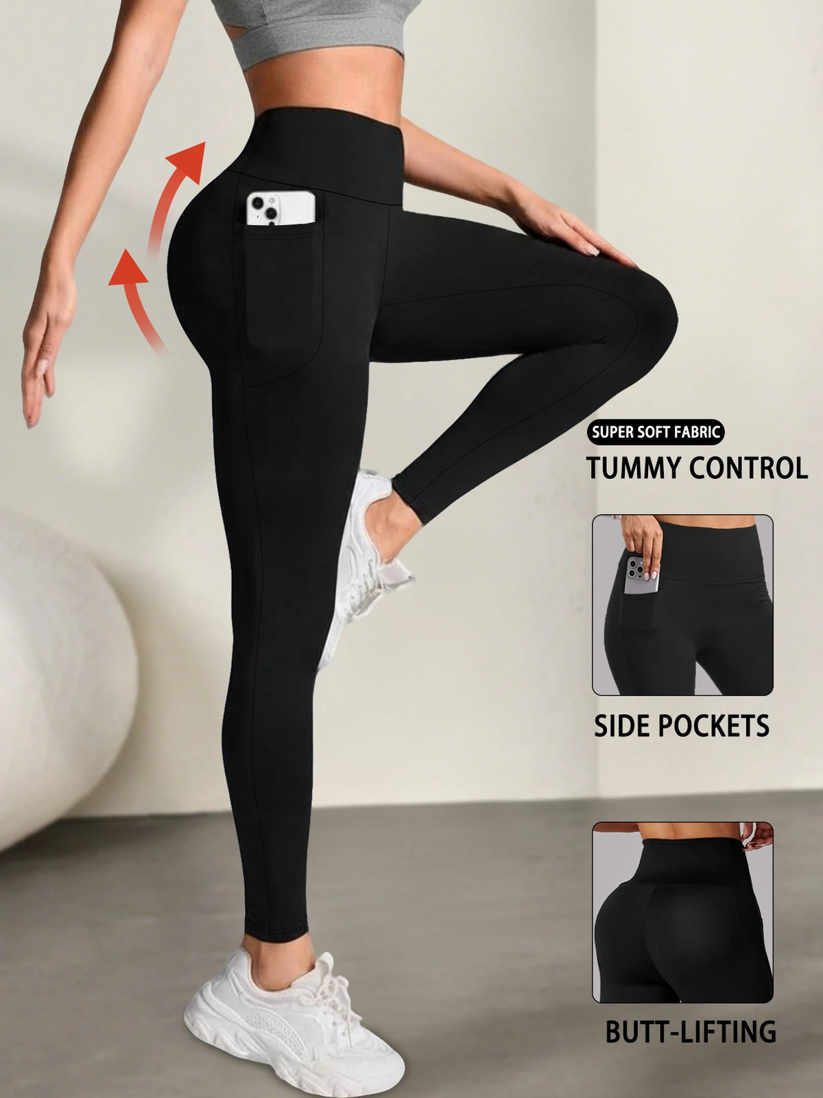 Vexaroa Women's High Waist Tummy Control Yoga Leggings Pocket — product image
